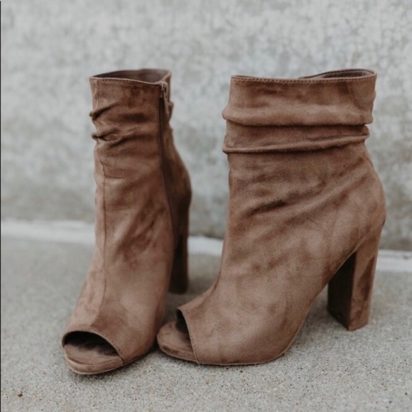 A Mermaid’s Epiphany Shoes - 🆕LAST! Charlie Vegan Suede Peep Toe Booties